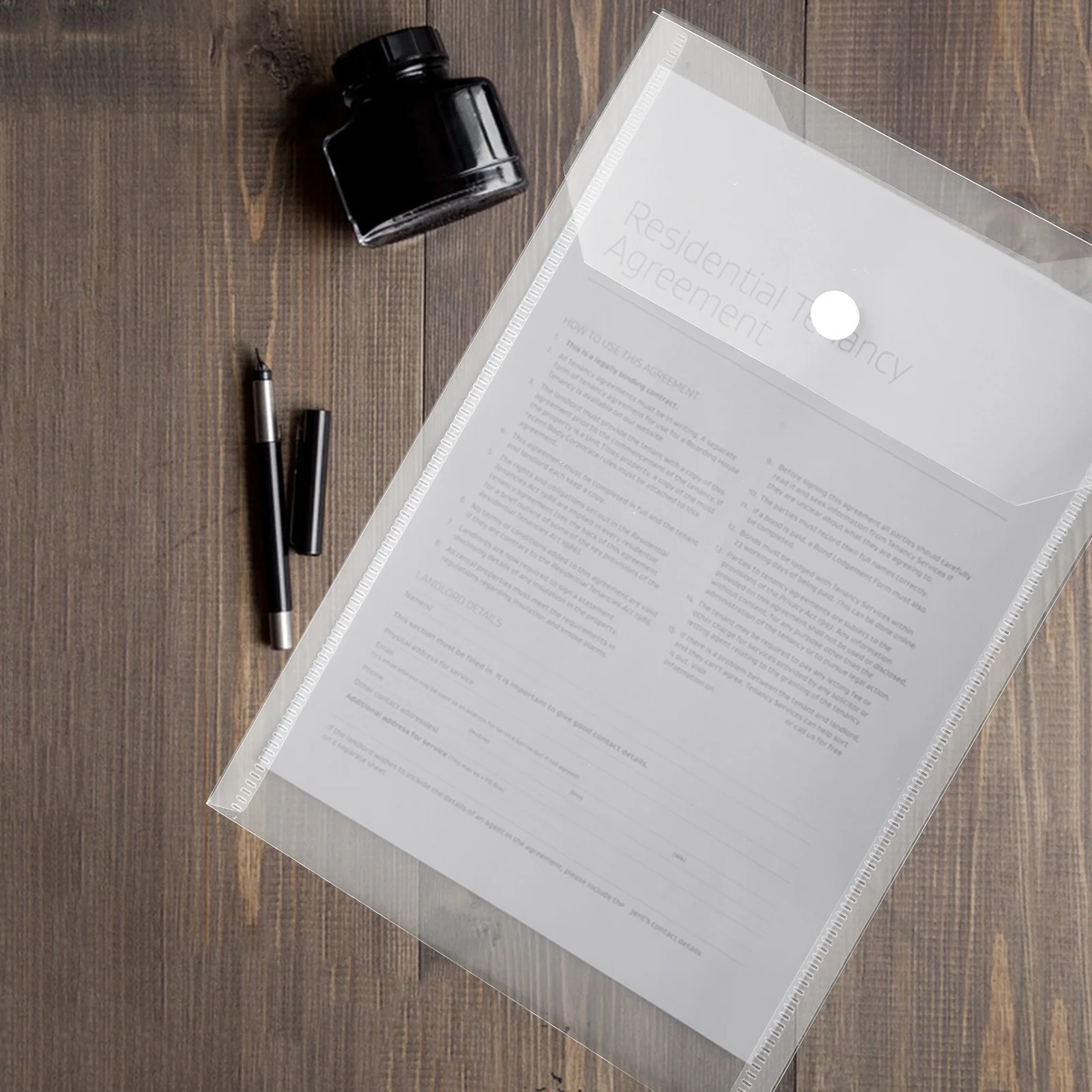 

12pcs File Document Folders Thick Transparent Pvc Portable File Bags For Office School A5 Organizer Snap Button Storage Bag