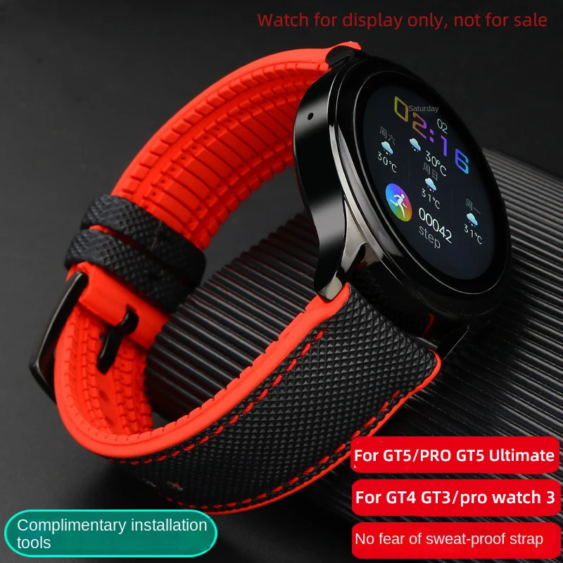 

New Watch GT5 Rubber strap GT5 PRO GT5 Ultimate GT4 GT3/Pro Fiber Grid Strap Honor Magic2 GS Smart Bracelet Watch3 For Huawei