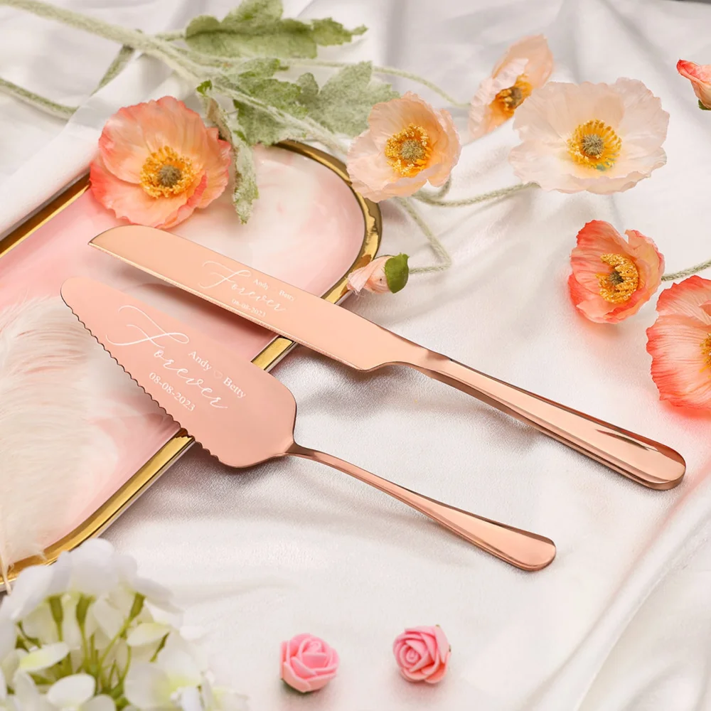 Personalized Engraved Cake Knife Serving Set Customized Cake Knife & Shovel Birthday Gift Wedding Party Decoration Baking Tool