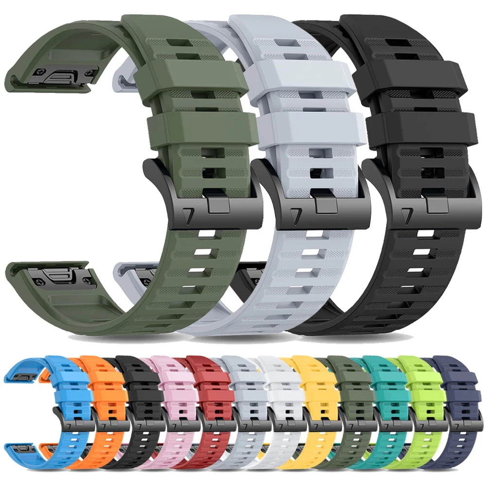 QuickFit 22 26 mm Silikonarmband für Garmin Fenix 6 6X Sapphire/7X 7 Pro Solar/5 5X Puls/Enduro 3/Tactix 8 47 51 mm Originalbänder