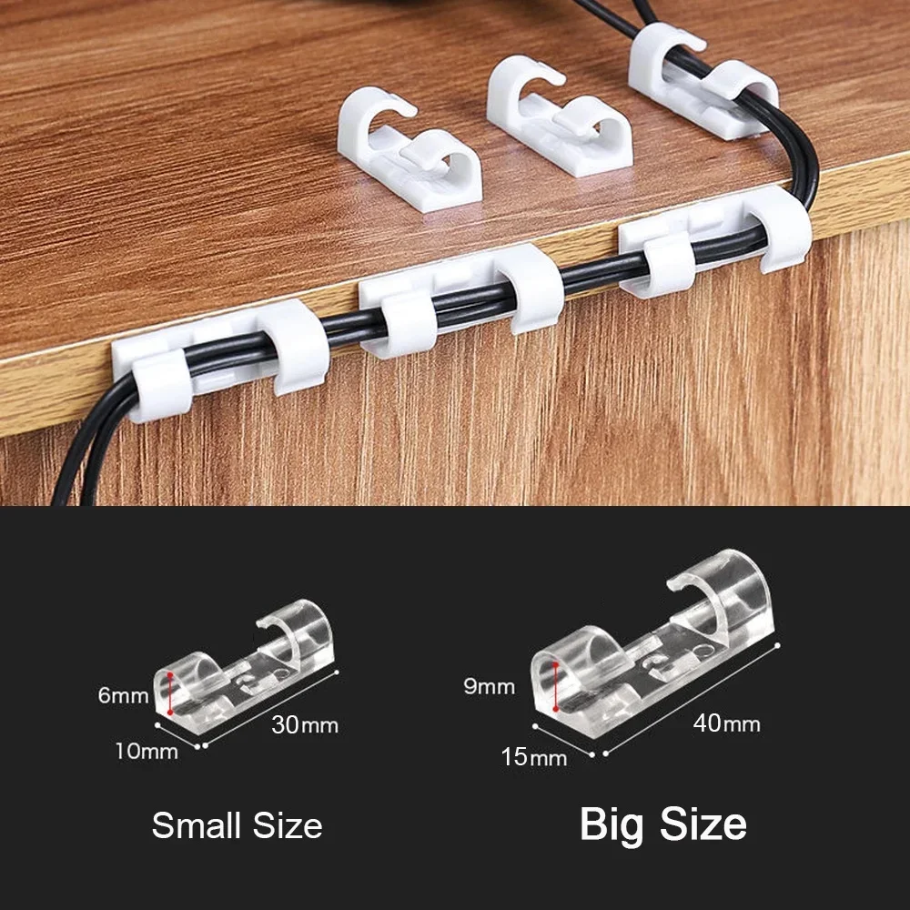 Cable Clips Organizer Drop Wire Holder Cord Management Self-Adhesive Cable Manager Fixed Clamp Wire Winder For Home Office Car view 2