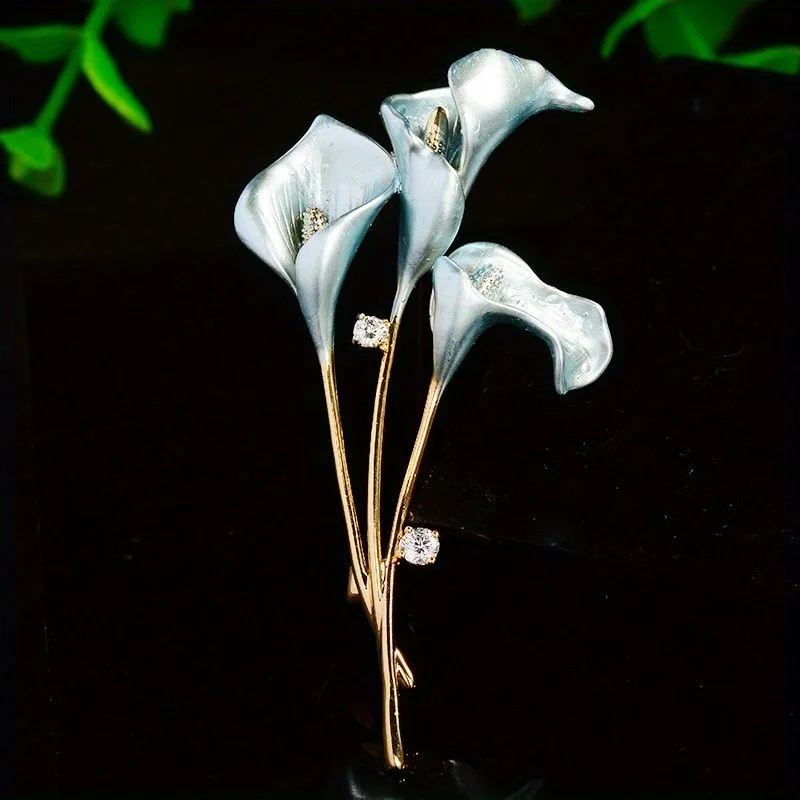 New Arrival Women Girls Classic Enamel Lily Flower Brooches Pins Exquisite Simple Design Plant Series Lady Party Pin