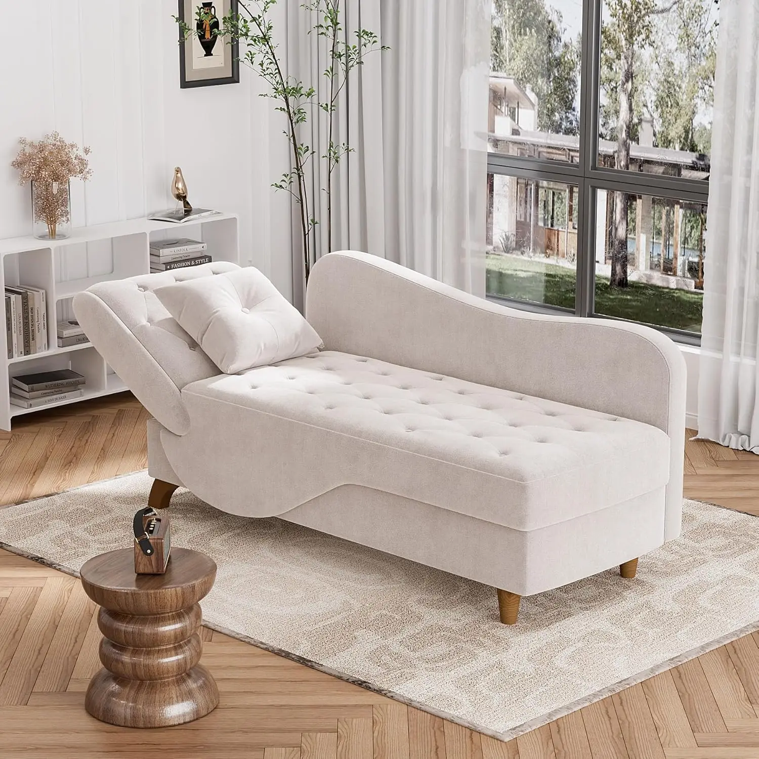 Čalouněné samet chaise aula halové, nastavitelný pohovka recliner aula židle s úložný a 1 podhlavník, knoflík tufted