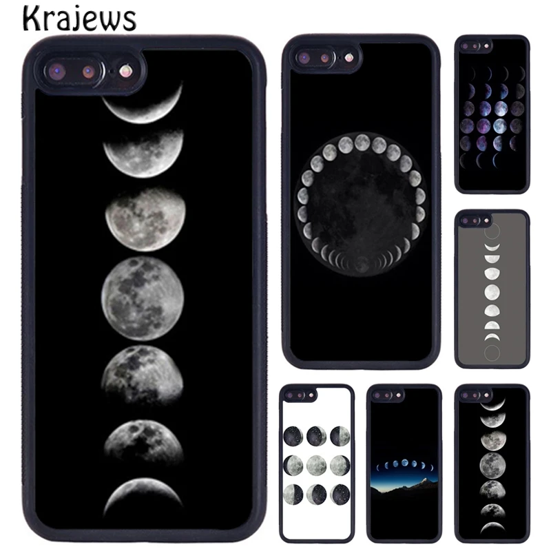 Krajews Full Moon Phases Pattern Phone Case For iPhone 16 15 14 X XR XS 11 12 mini 13 Pro MAX Plus cover shell coque