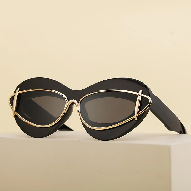 Modische Sexy Cat-Eye Sonnenbrille für Damen 2026 – Luxuriöses Markendesign, neue Doppelrahmen-Sonnenbrille für Damen, Cateye Shades Eyewear – Detail 9