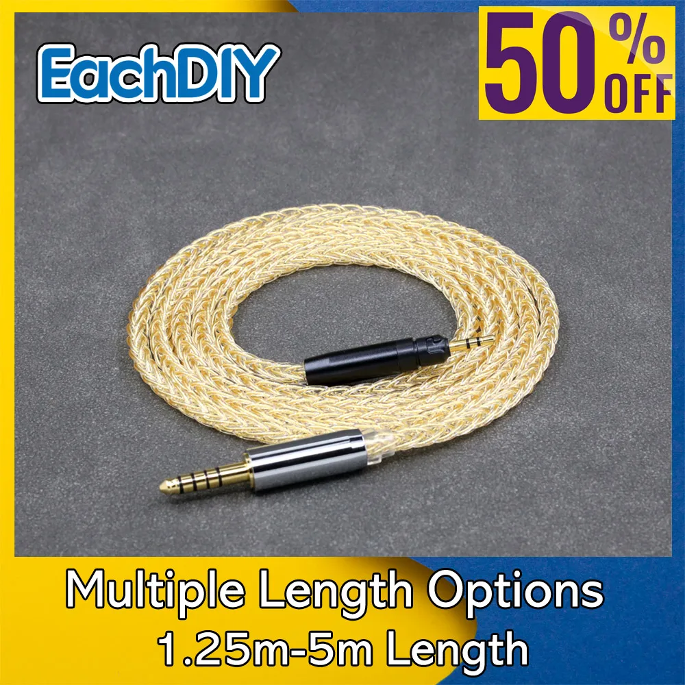 8 Core 99% 7n Pure Silver 24k Gold Plated Earphone Cable For Ultrasone Performance 820 880 Signature DXP PRO STUDIO LN008794