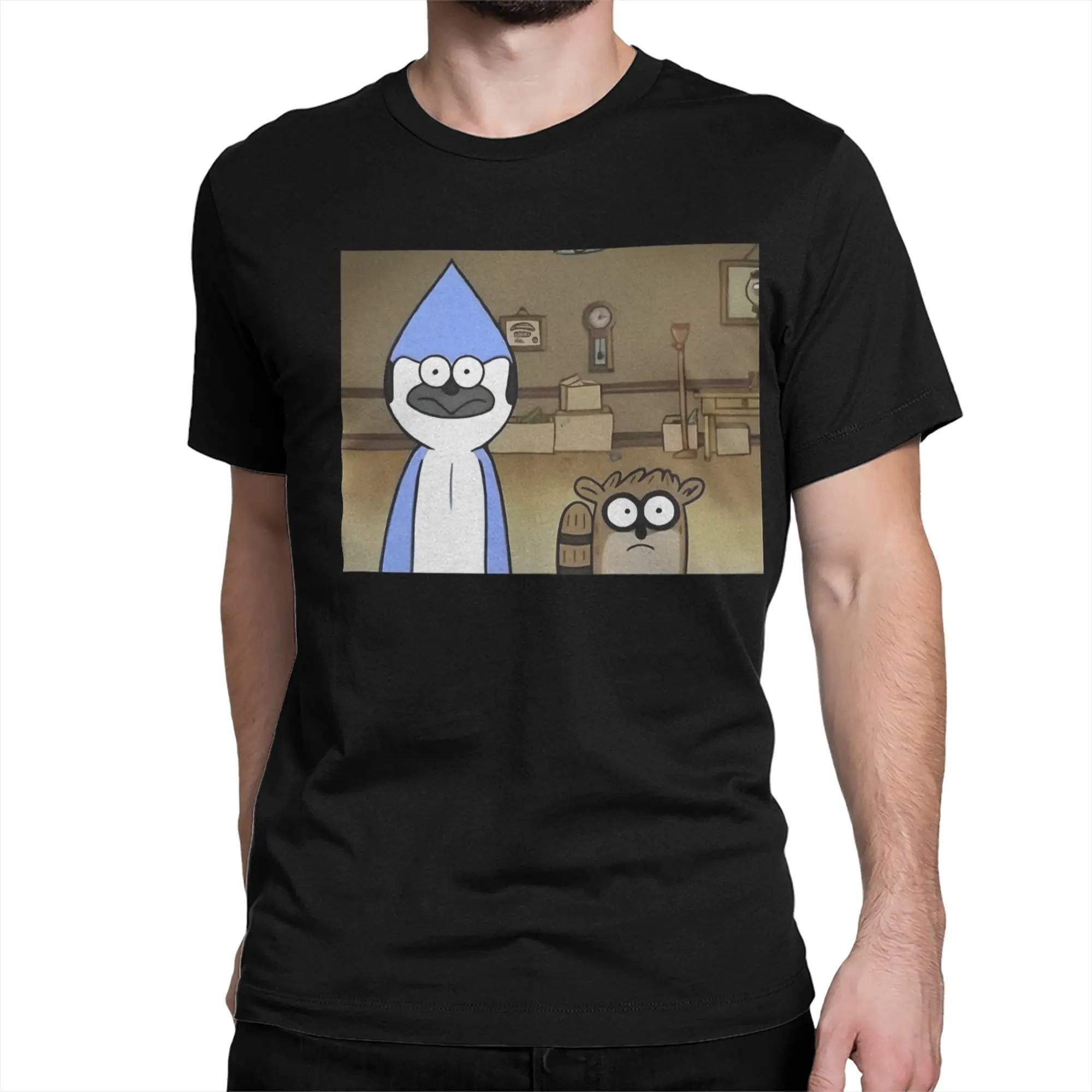 الرجال النساء أزياء Mordecai و Rigby مضحك الكرتون تي شيرت القطن تي شيرت الملابس