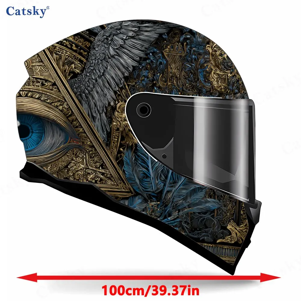 Gorgeous Winged All-seeing Eye Print Helmet stickers , PVC Material Multifunctional Helmet Stickers, Scratch-Resistant & Fade-Pr