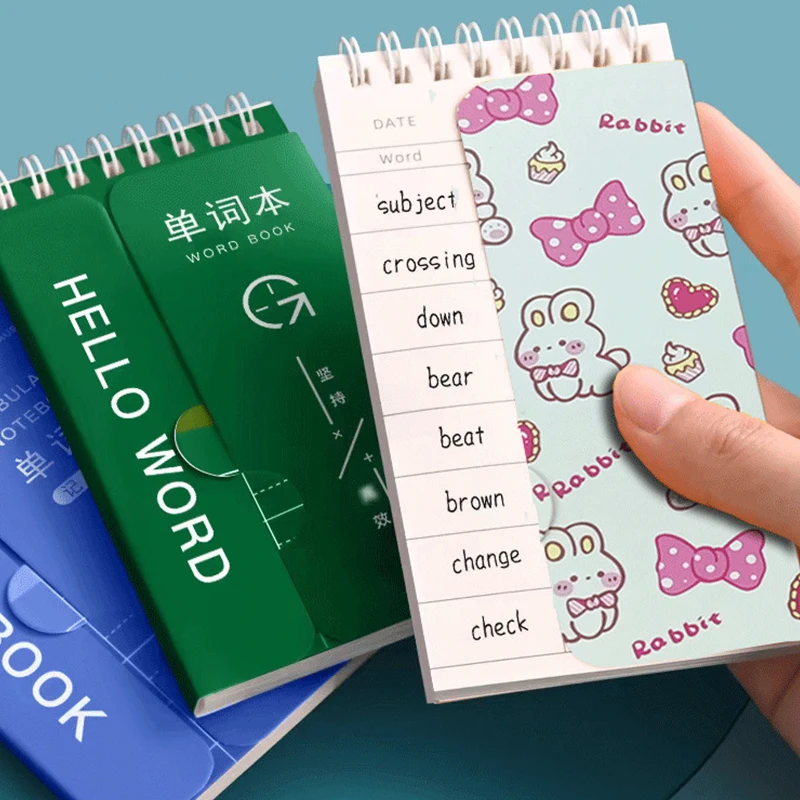 New 1PCS Portable Mini Notebook Pocket Vocabulary Word Book Spiral Notebook Languages Learning Word Check Book School Stationery