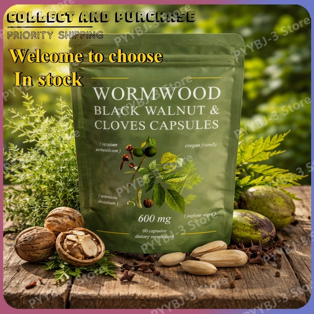 

60 Count Herbal Digestive Support Capsules Daily Gut Health Supplement Gentle Formula with Wormwood Black & Walnut Clove Extract