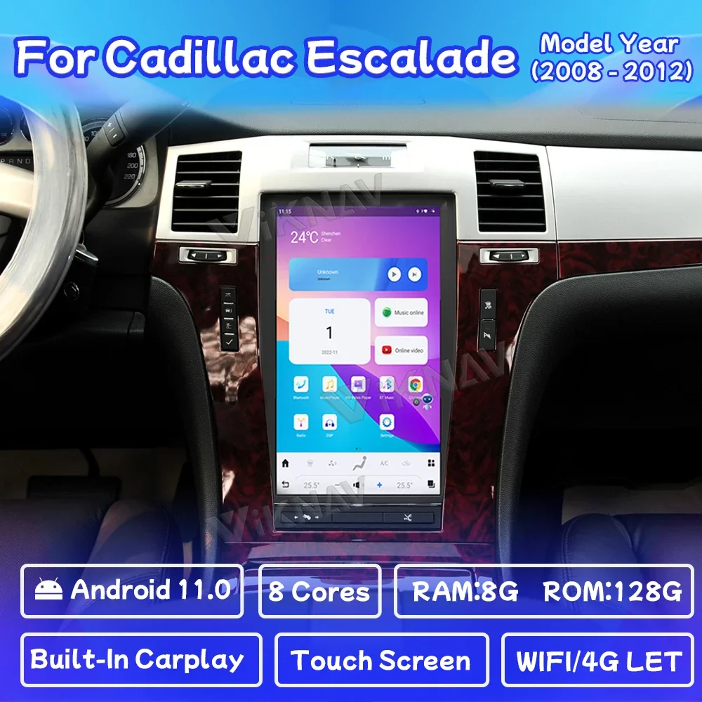 

13,6-дюймовый автомобильный радиоприемник Android13 для Cadillac Escalade 2008-2012, мультимедийный плеер, GPS Carplay, 4G, WIFI, головное устройство, стереоприемник