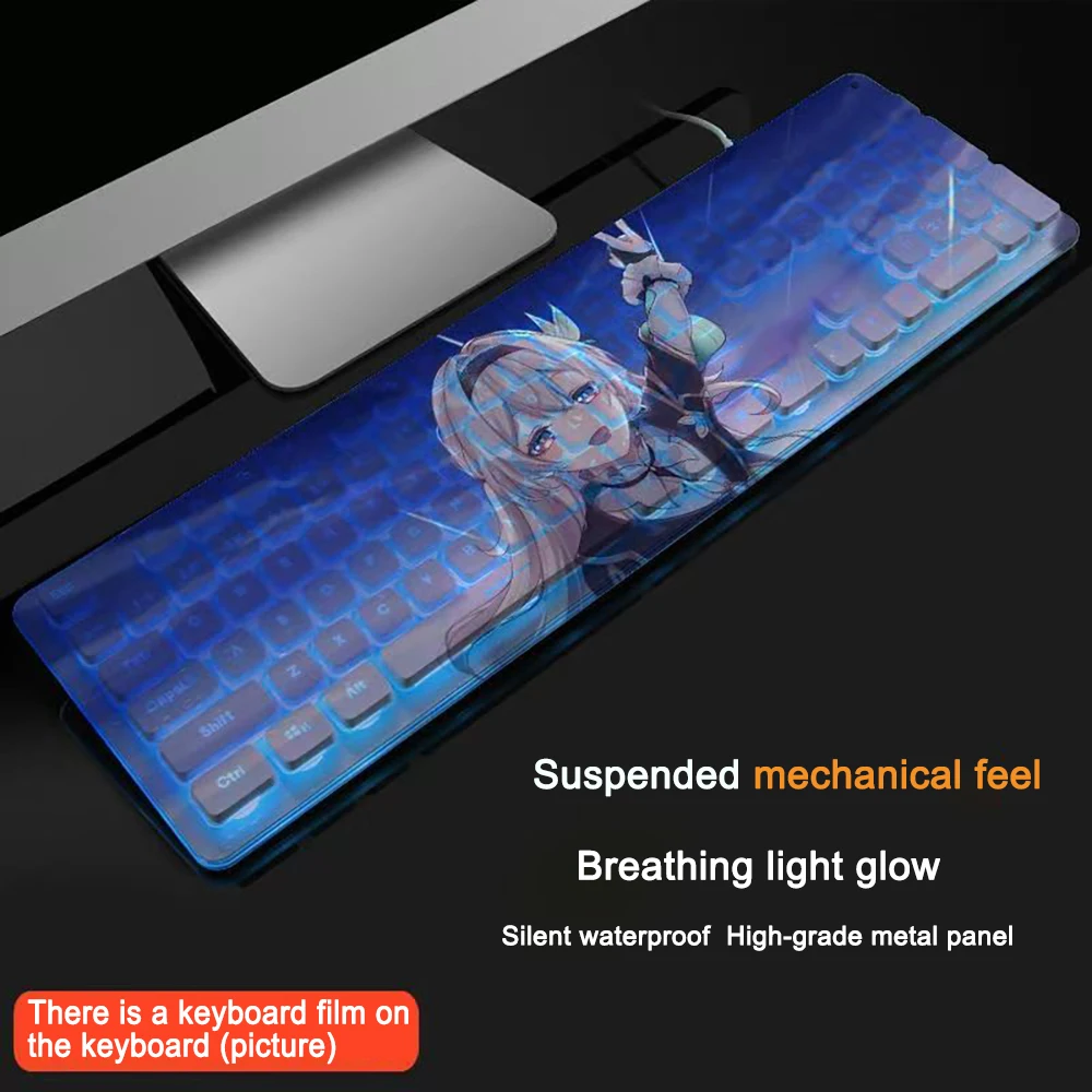 Honkai: Star Rail Keyboard 104 Keys Gaming Anime Firefly‌ USB Wired Backlit Gaming Keyboard Keycap For Laptop Games PC Computer