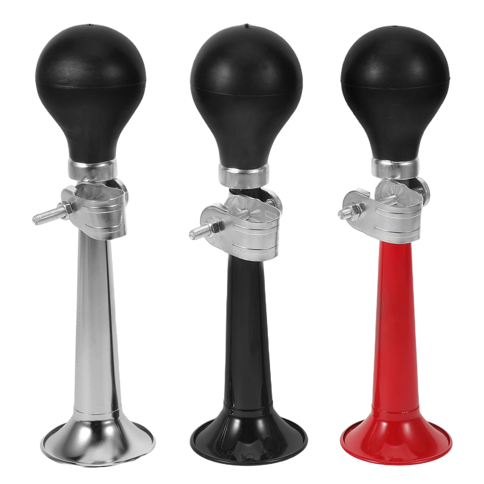 3pcs 7 Inch Mountain Bike Air Horn Metal Electroplated Loud Squeeze Horn For Road Cycling Safety Accessories Pvc Silicone