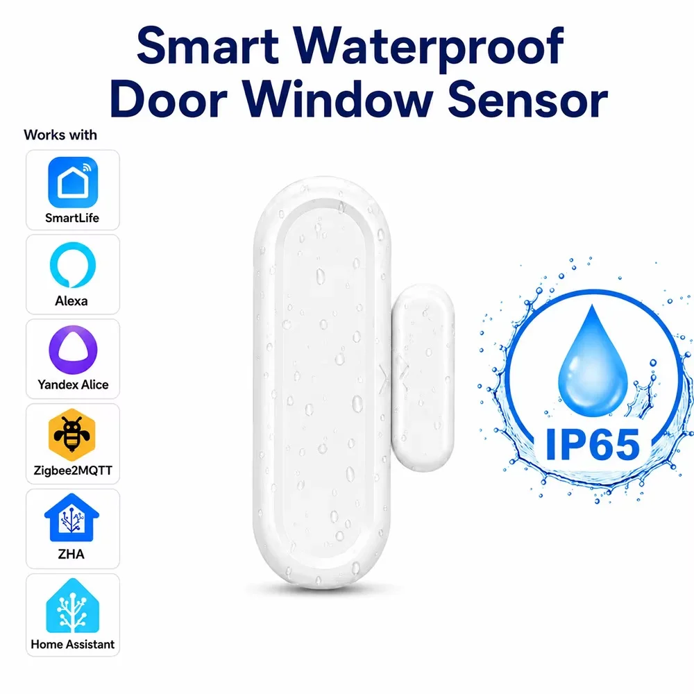 IP65 Waterproof Outdoor Zigbee 3.0 Door Window Sensor Magnetic Contact Alarm for Home Assistant Zigbee2MQTT Alexa Yandex