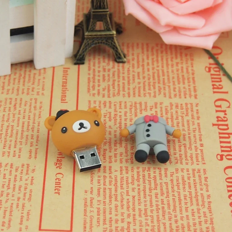 New Cartoon USB Flash Drive 128GB 64GB Cute Rabbit Pen Drive 32GB bear U Stick 16GB Pendrive 8GB Penguin cat Memory Stick  gift