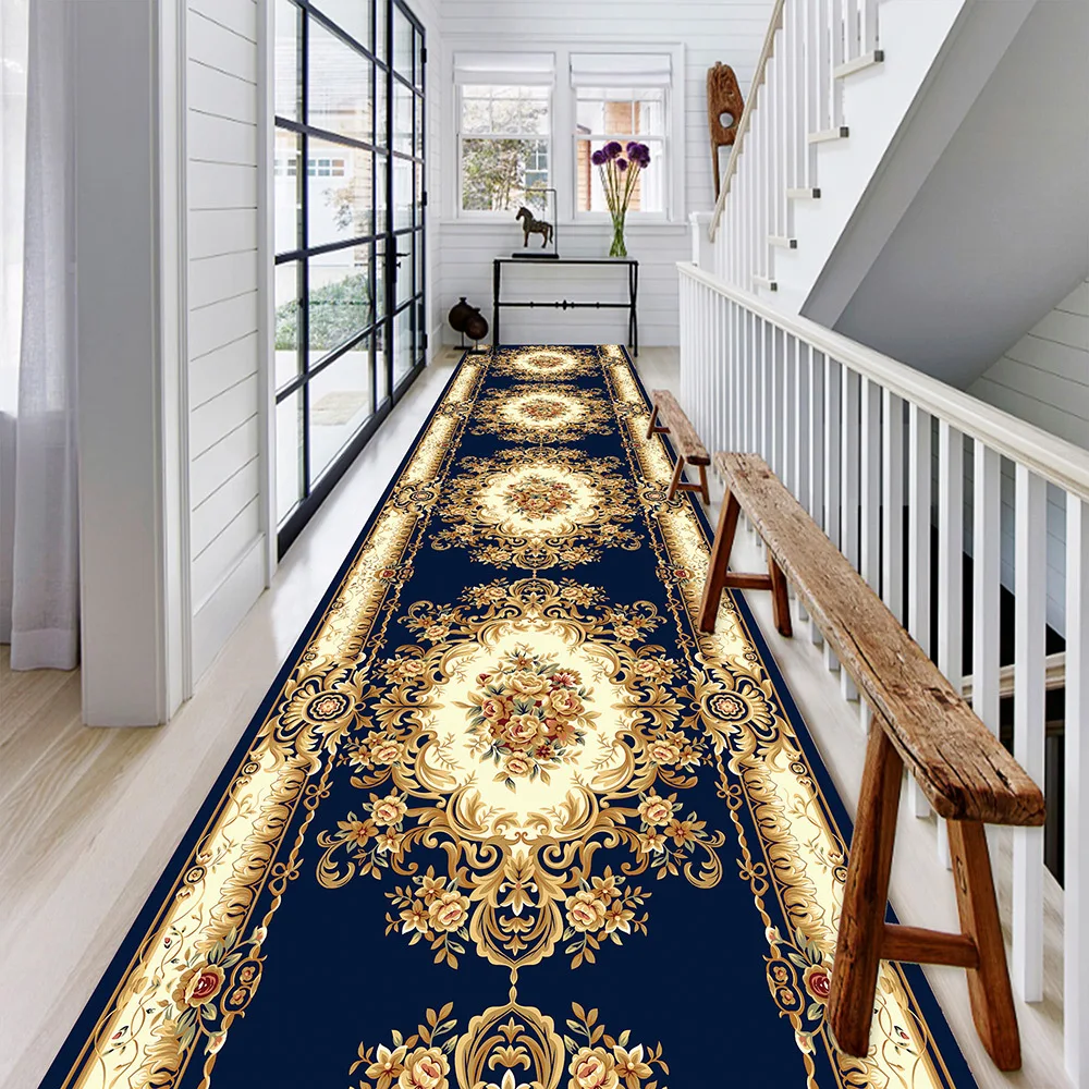 

Nordic Style Living Room Hall Carpet Long Hallway Corridor Rugs Kitchen Mat Flannel Anti-slip Doormat National Bedroom Area Rug