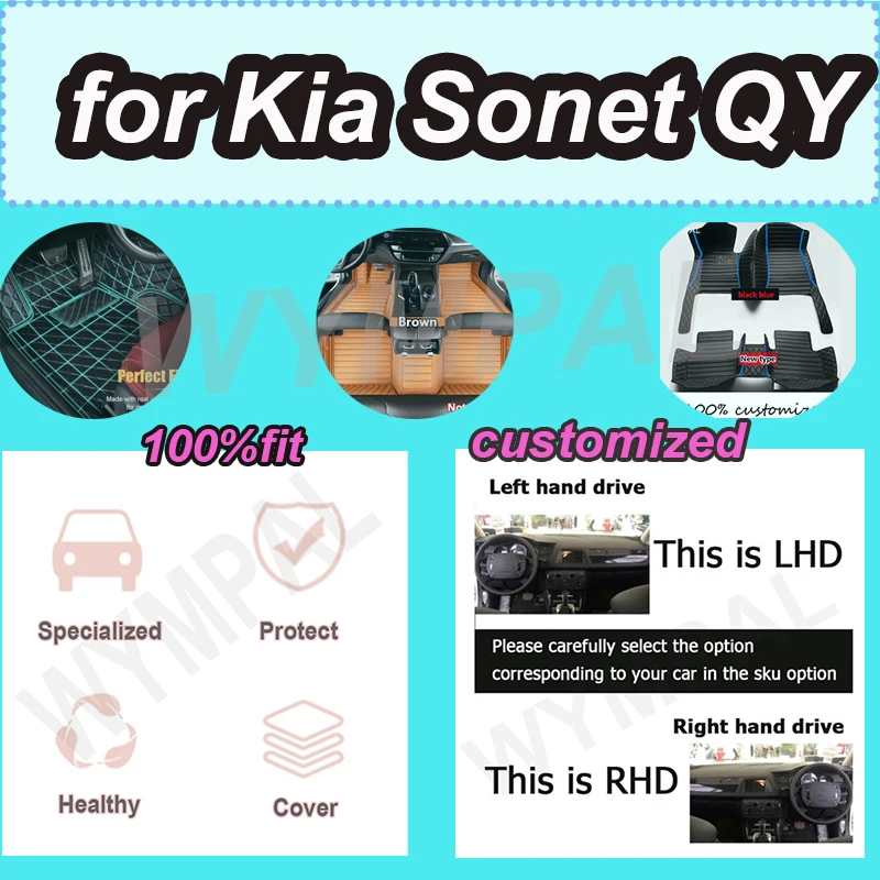 

LUXURY Car Floor Mats For Kia Sonet QY 2020 2021 2022 2023 2024 5saet Water Proof Rugs