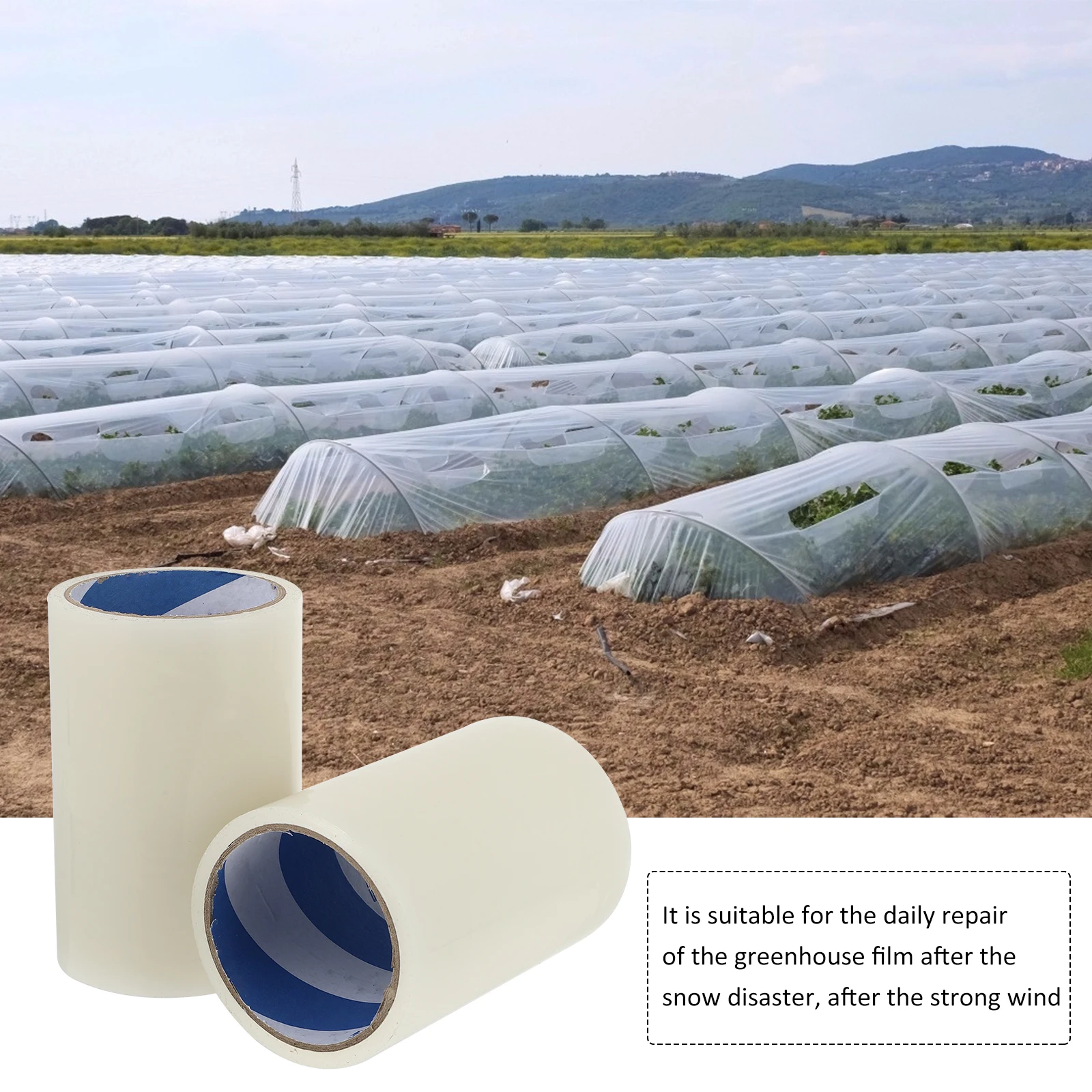 

2 Rolls Repair Tape Seaming Plant Polyethylene Sealing Awning Film Tent for Greenhouse UV Resistant