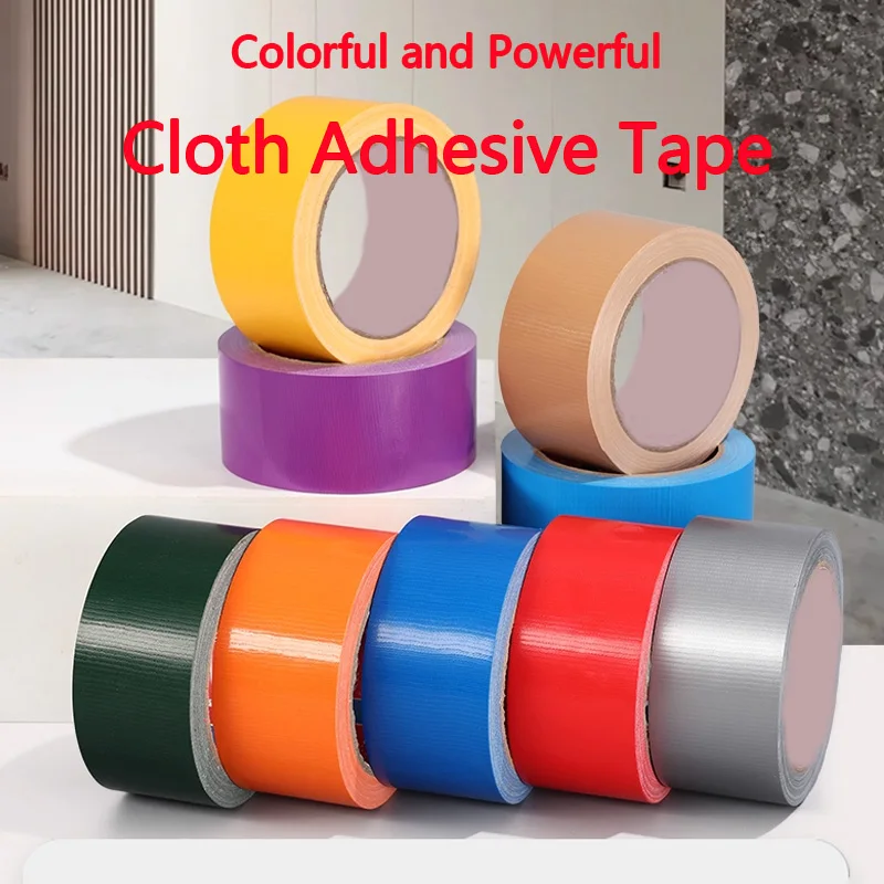 

Red, green, black, white, silver, and brown 20-meter single-sided strong fabric-based tape; wholesale non-marking tape for renov