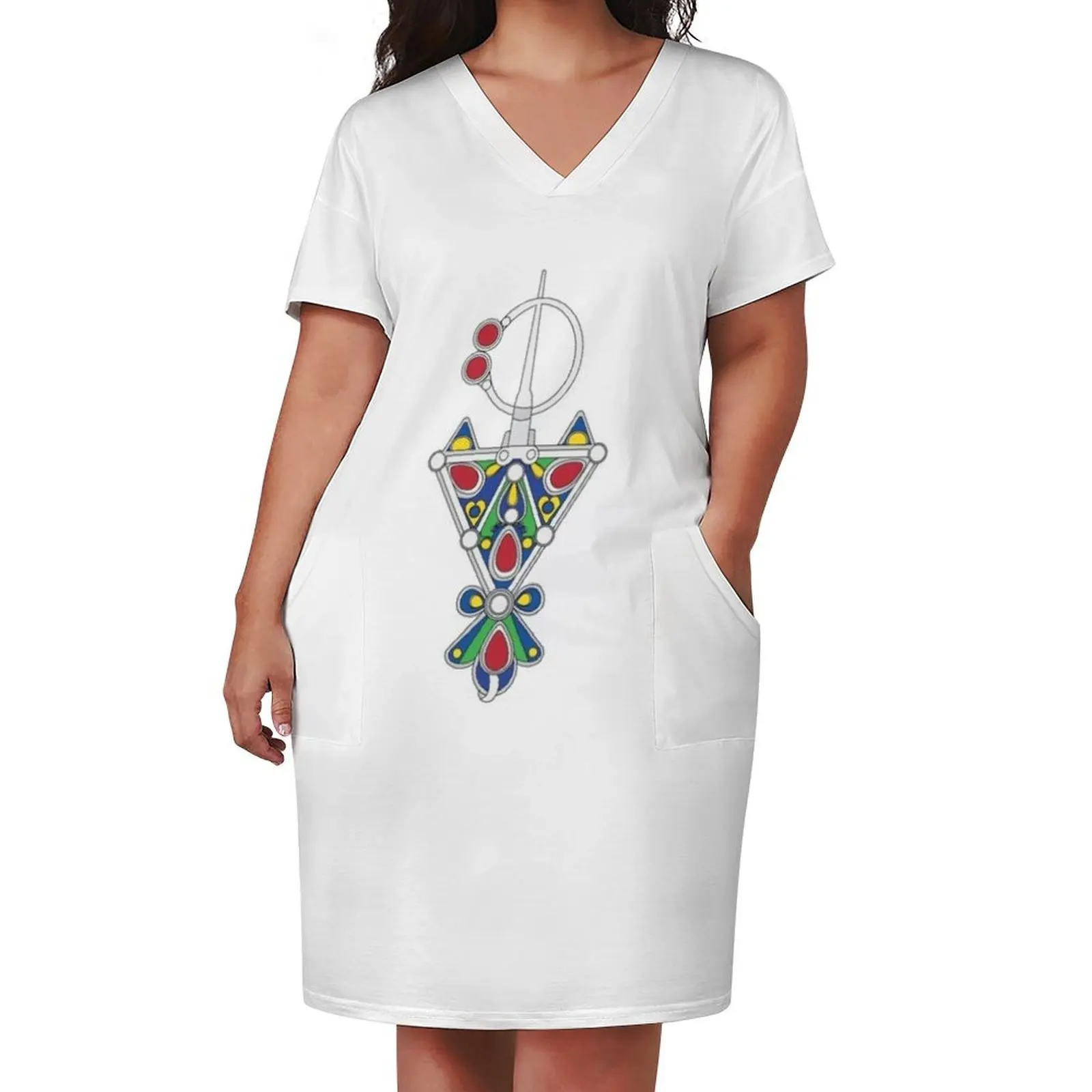 Amazigh Berber kabyle Symbole Loose Pocket Dress elegant chic women dresses promotion luxury evening dresses for women 2024