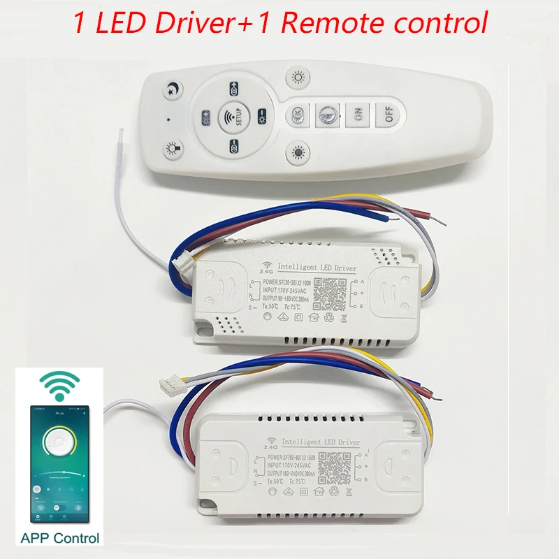 Intelligent LED Driver (20-40W)X2 (40-60W)X2 (50-70W)X2 (60-80W)X2 APP Control and 2.4G Remote Control LED transformer