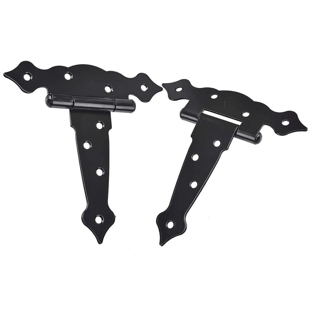 2PCS Heavy Duty Strap Hinges Shed Door Barn Door Hinges  Wooden Fences Decorative Classic Hinges Black 5inch