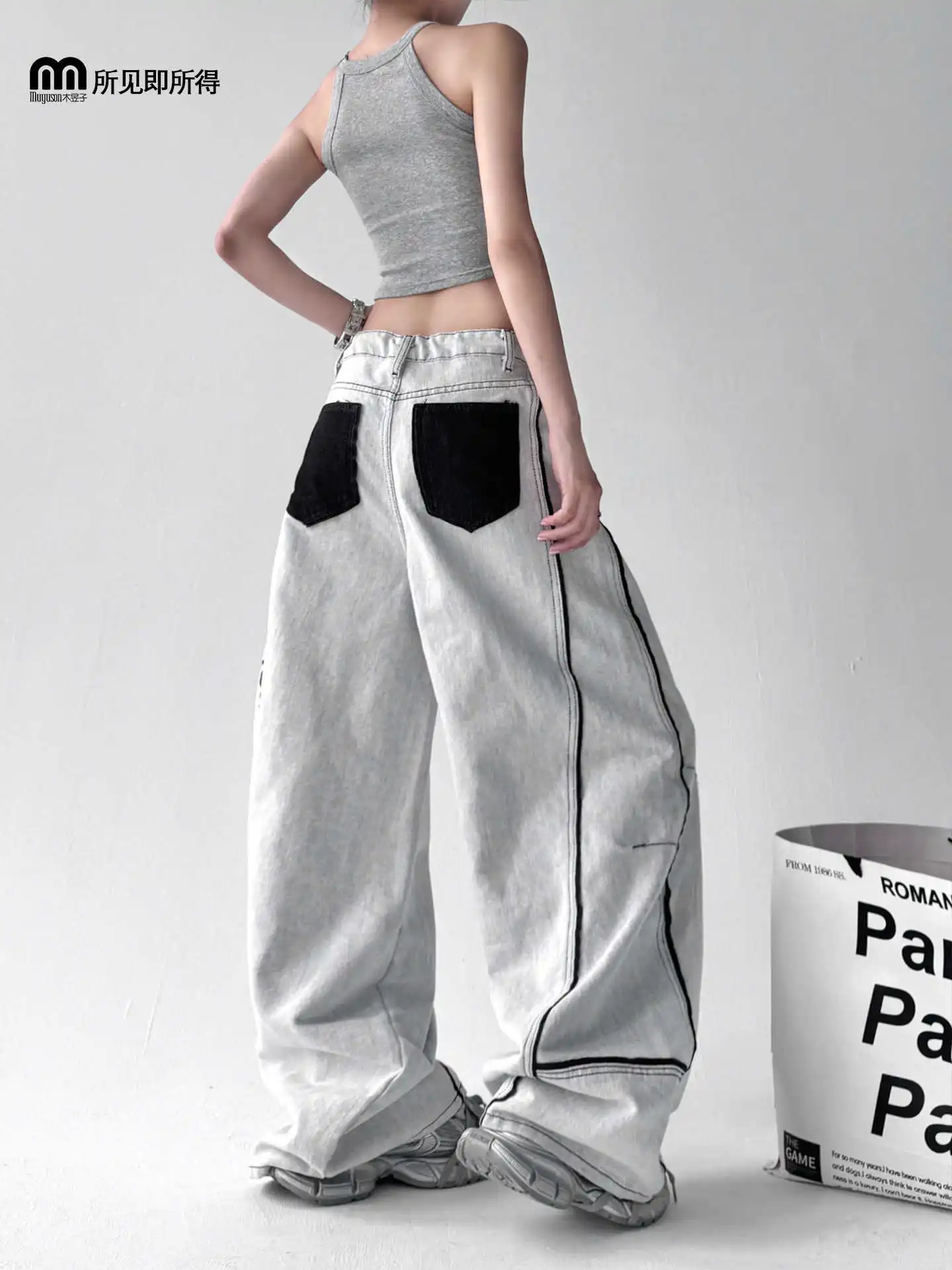 

Women's Green Baggy Parachute Pants Oversize Urban Suits Pants Harajuku Japanese 2000s Style Y2k Vintage Widize Trousers Clothes