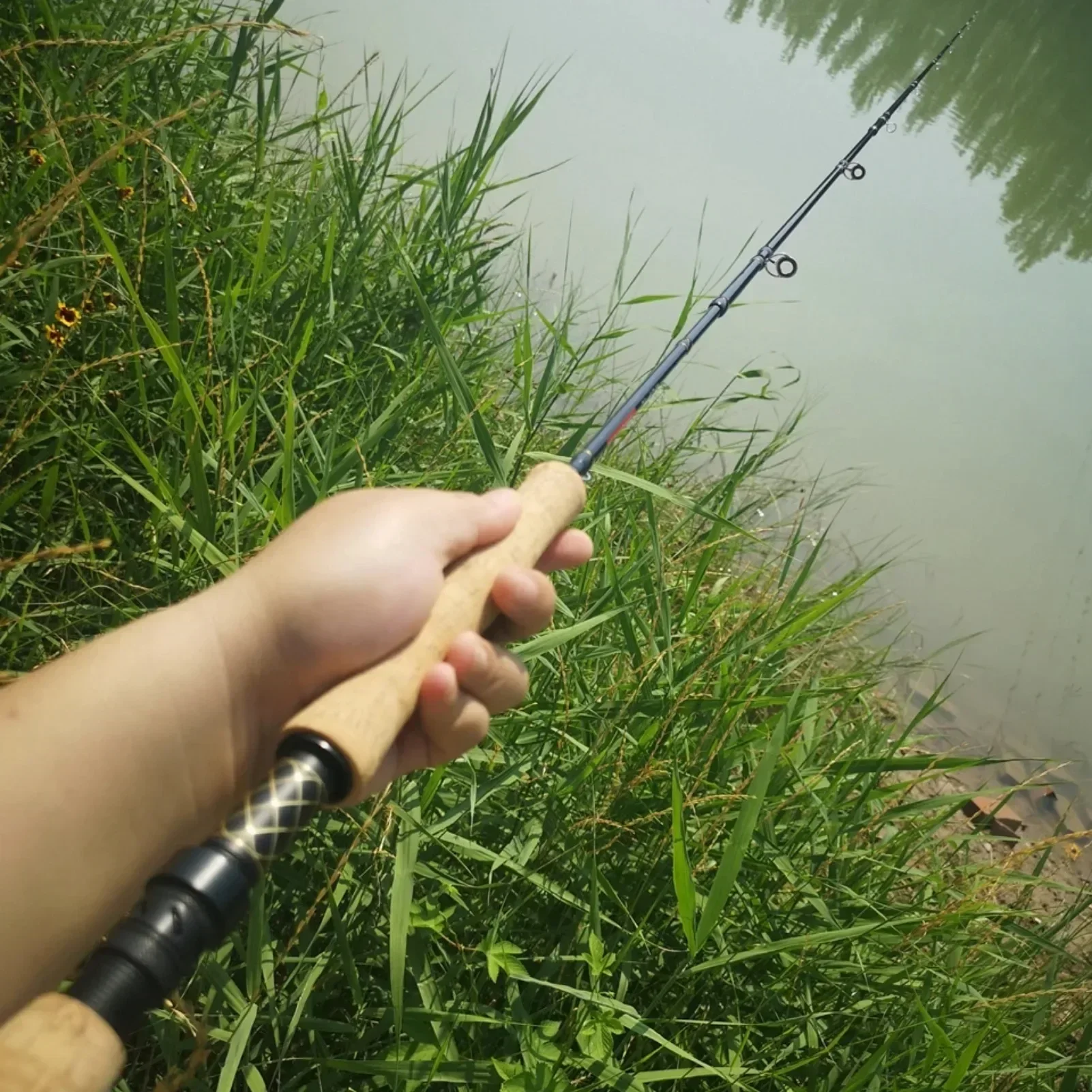 1.98M-2.7M Carbon 4 Sections Fly Fishing Rod LW 7/8 Fast Action Freshwater Fly Rods for Trout Salmon Fishing Portable Sea Pole