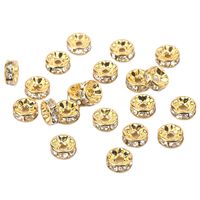100pcs/Lot 4mm 6mm 8mm Gold Color Rhinestone Rondelles Loose Spacer Beads Metal Crystal Beads for Jewelry Making DIY Accessories