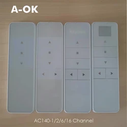 New A-OK AC140 1/2/6/16 Channel Remote Controller,RF433 Wireless Emitter,for A-OK RF433 Curtain Motor/Tubular Motor,Touch on/off