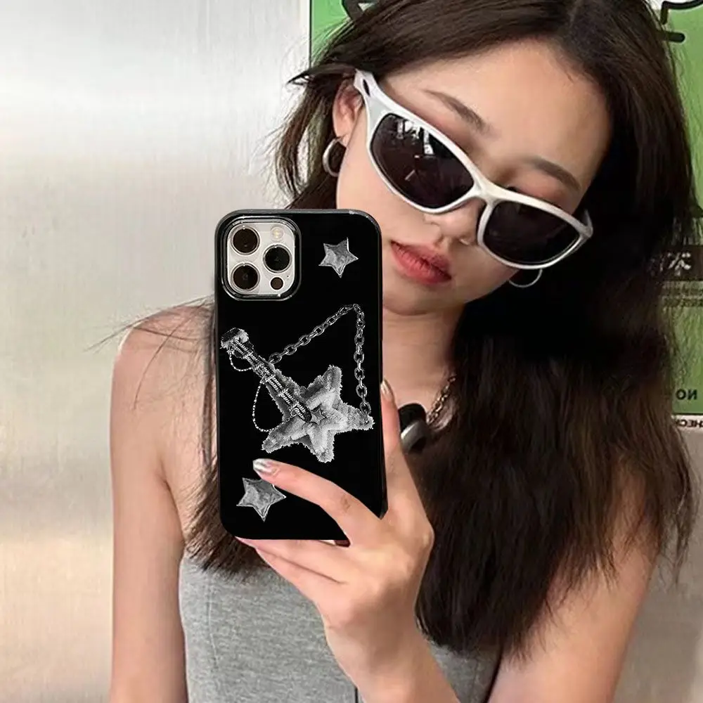 Punk Cool Chain Star Phone Case for IPhone 14 11 12 13 Pro Max Funny Cute Korean Phone Case for IPhone XR XS MAX