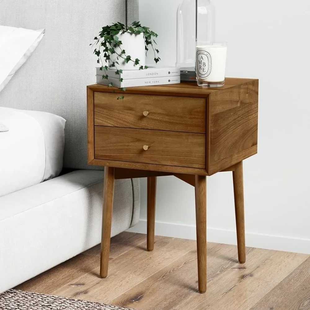 Small Side End Table With Storage Home Furniture 32704 Harper Mid-Century Oak Wood Nightstand With 2-Drawers Brown Freight Free