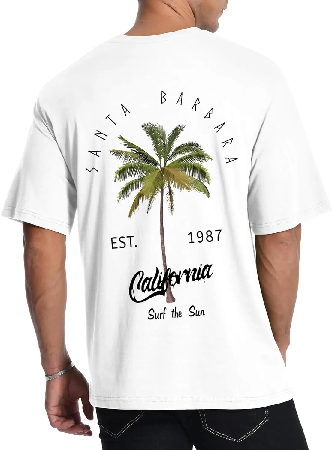 Mens Graphic T-Shirts Short Sleeve Palm Tree Print Summer Top Crewneck Cotton Casual California Tees For Men 100% Cotton Trendy Y2K Short-Sleeve Tee – Soft, Quick-Drying, All Occasion Casual  Suitable For Concert Party Hanging Out Sightseeing Trip