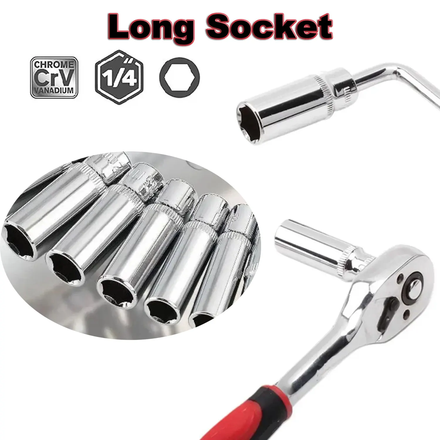 

Набор глубоких торцевых головок 4/5/6/7/8/9/10/11/12/13/14 мм, адаптер для глубоких торцевых головок, шестигранные головки 1/4 дюйма, набор инструментов с трещоткой