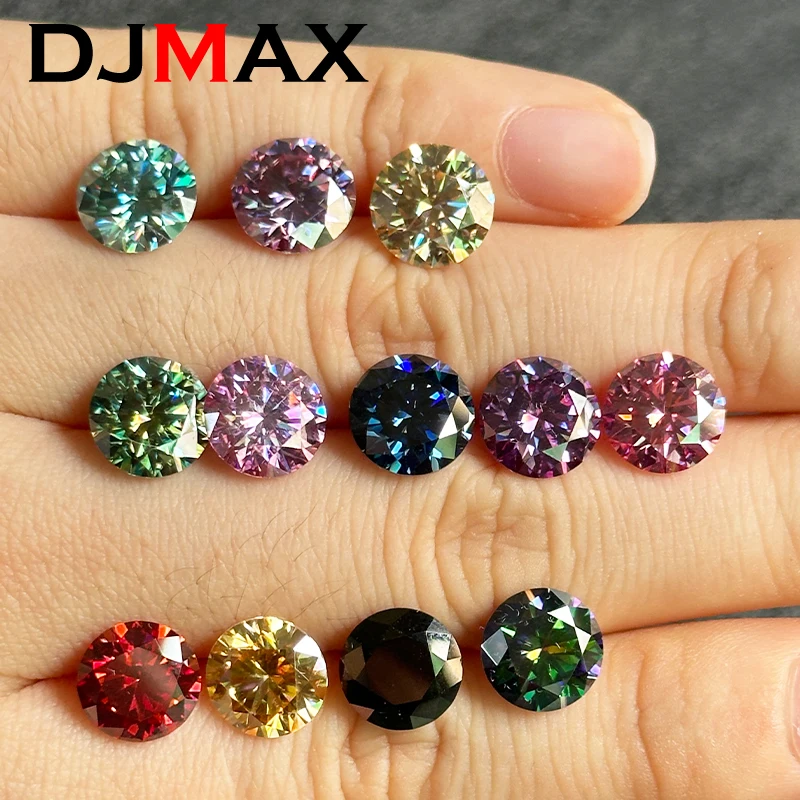 [Colorful] DJMAX 0.1-10ct Pink Red Yellow Blue Moissanite Loose Stone VVS1 Excellent Cut 3-14mm Original Moissanite Diamond 2024