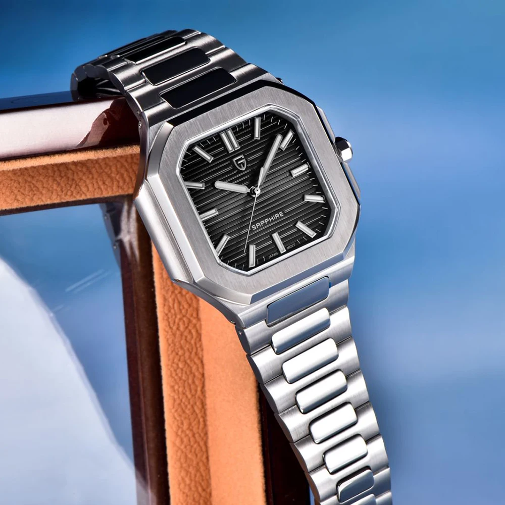 Reloj PAGANI DESIGN cuadrado de moda de cuarzo para hombre, reloj luminoso resistente al agua de acero inoxidable + caja de regalo, reloj Masculino