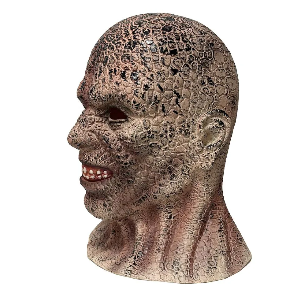 Gruselige Monster-Vollkopf-Latexmaske mit rissiger Hautstruktur, Horror-Maske für Halloween, Cosplay, Karneval, Kostümparty, Requisiten – Detail 5