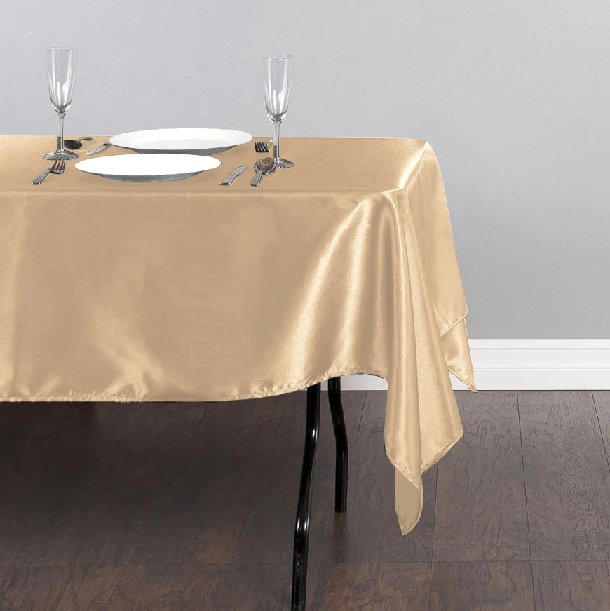 Champagne Table Cloth Round Rectangle Satin Tablecloth Overlays Wedding Restaurant Birthday Banquet Decor Dining Table Cover