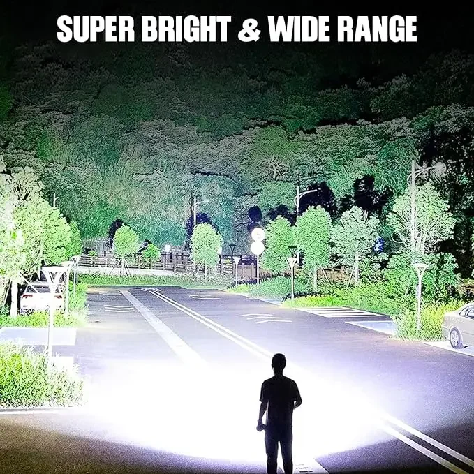 1/2PCS/A SET Portable Rechargeable Flashlight With Display Super Bright Telescopic Zoom Light For Camping Hiking Lantern