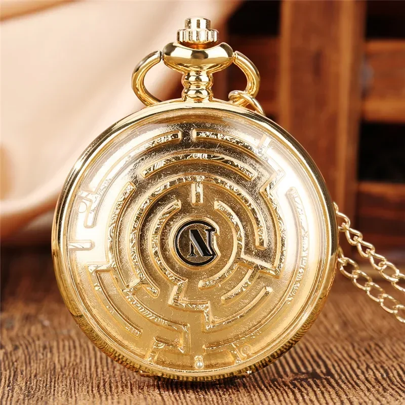 Retro Maze Game Cover Rolling Ball Design Unisex Quartz Pocket Watch Roman Number Compass Dial Necklace Pendant Chain reloj