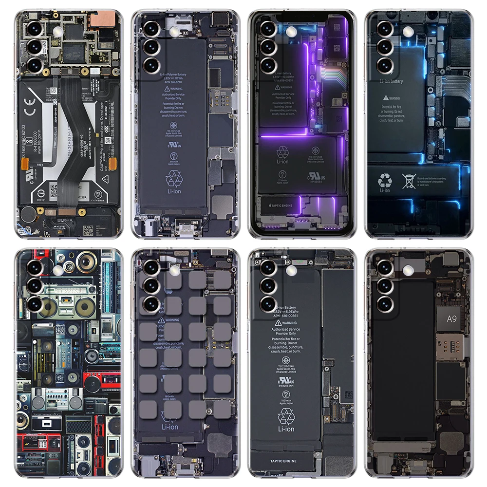 Funda de teléfono con placa de circuito interior, carcasa transparente para Samsung Galaxy S23, S20 FE, S22, S21 Ultra, M21, M22, M32, S10, S10E, S9, S8 Plus, 5G