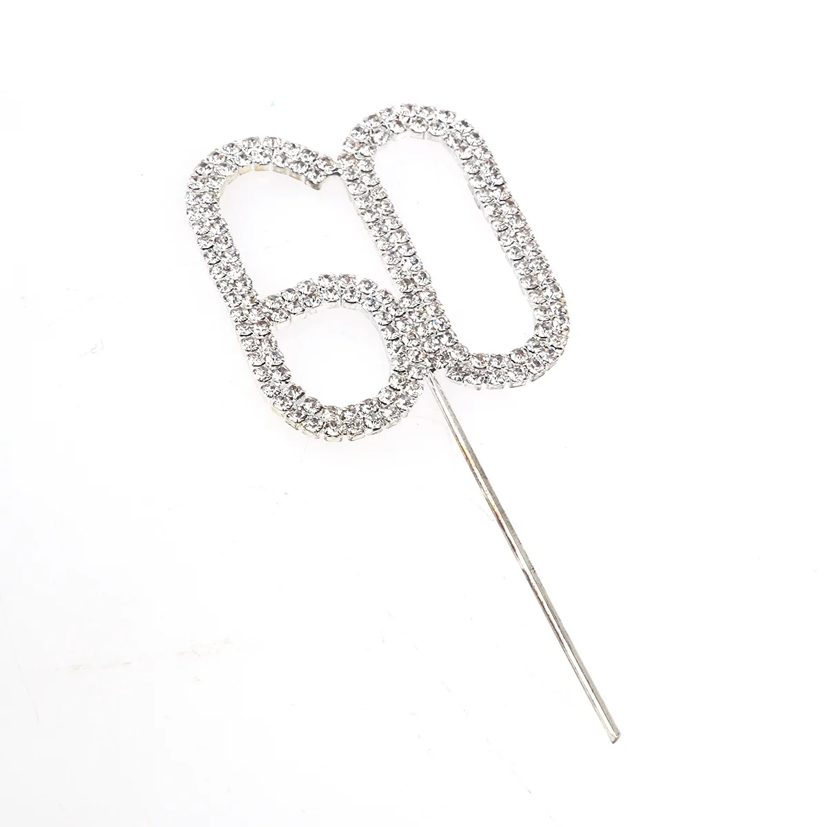 

Silver Rhinestone Alloy Cake Topper Stunning Decoration 124cm Height Perfect 60th Birthday Anniversary Party Banquet