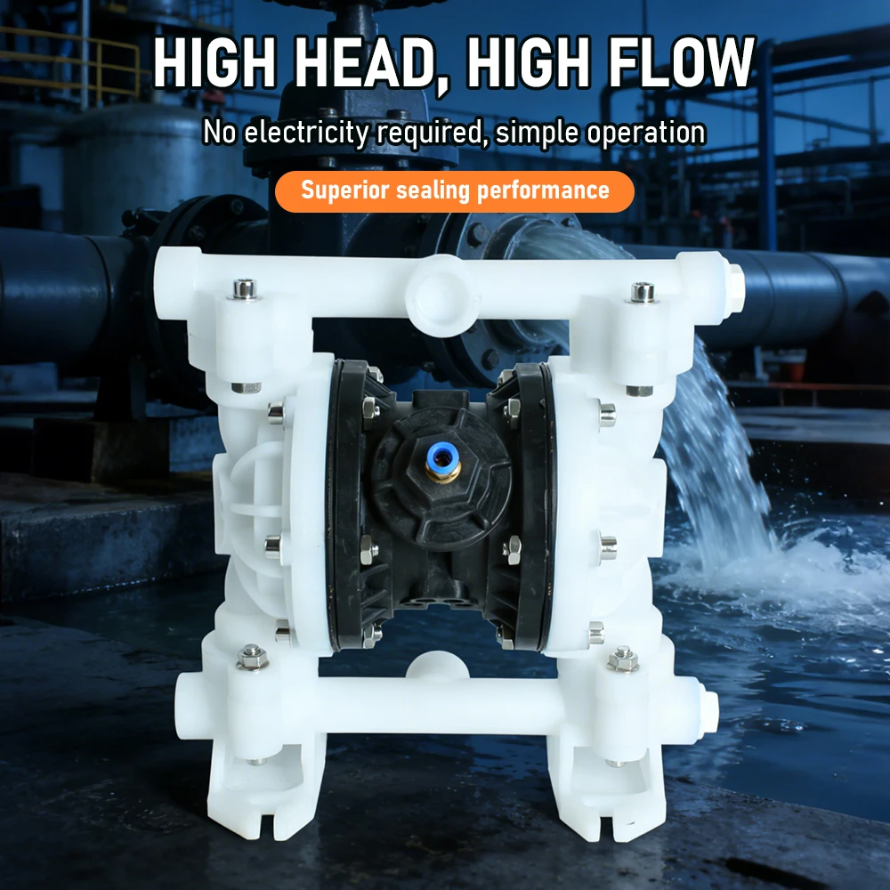 Pneumatic Diaphragm Pump Polypropylene Air Operated Pump PTFE Diaphragm Explosion Proof for Chemical & Wastewater Treatment
