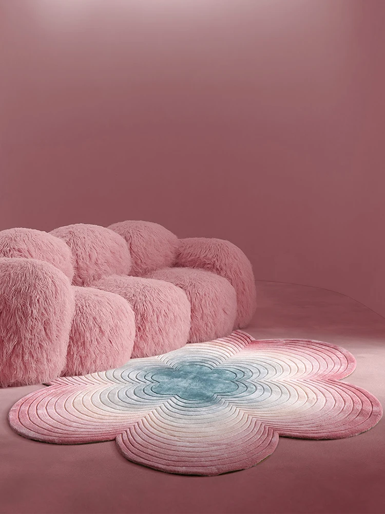 Wool Yarn Tufting for Carpet Round Carpets and Rugs Living Room Fluffy Mats Floor Carpet