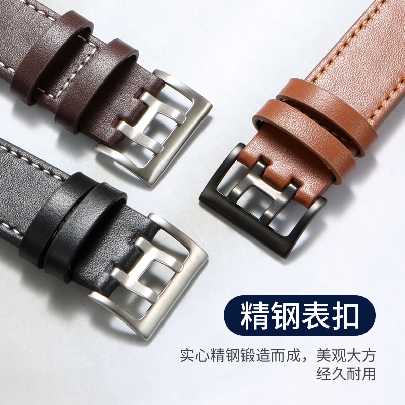 حزام ساعة من جلد البقر متوافق مع ساعات Hamilton Khaki Aviation / Jazzmaster / Field للرجال (20 مم و22 مم)