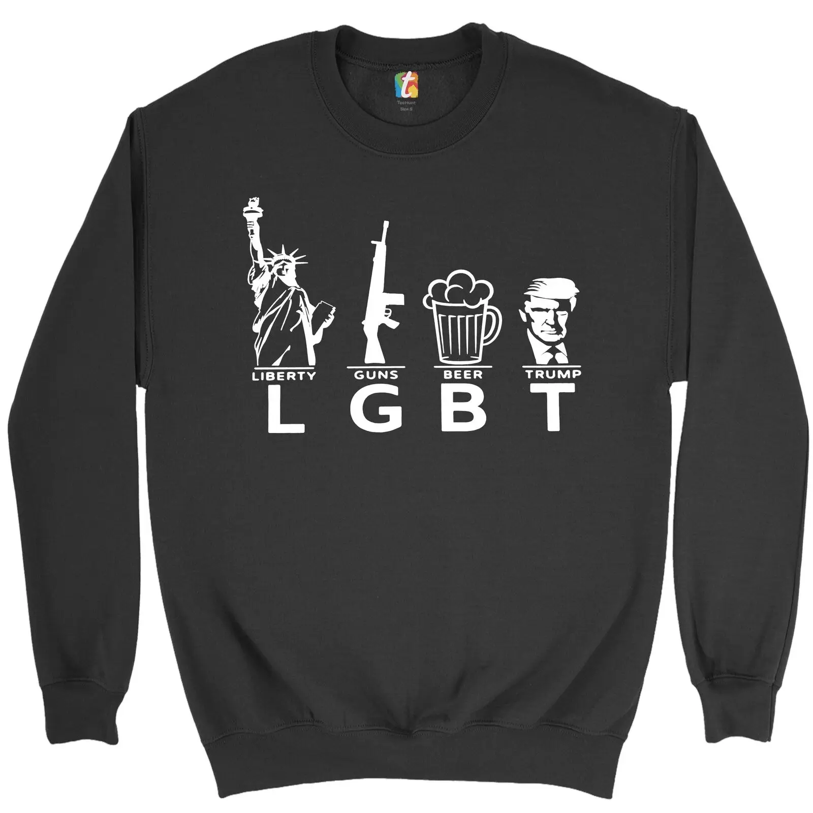 

LGBT Liberty Guns Beer Trump Sweatshirt Keep America Great MAGA 2024 Crewneck