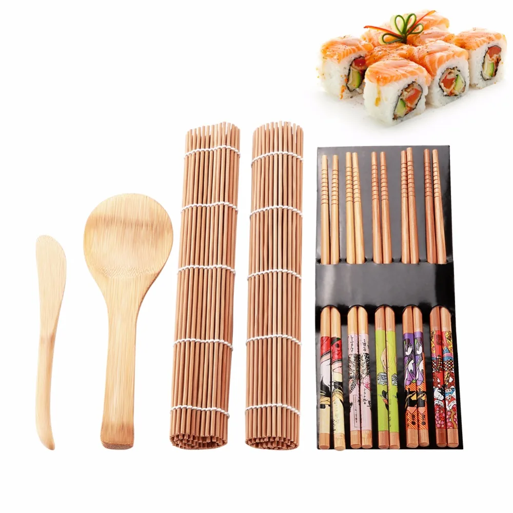 1/2/8 Stück DIY Küche Sushi Maker Set Bambus Sushi Herstellung Werkzeuge Kit für Sushi Reis Roller Form Rolle Stäbchen Kochwerkzeuge Set