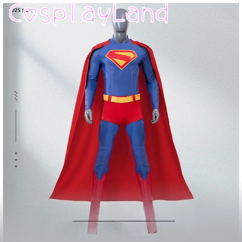 

Superhero Cosplay Costume Blue Jumpsuit Cloak Belt Boots Man Suit Set Christmas Halloween Party Costume Jumpsuit Custom Made