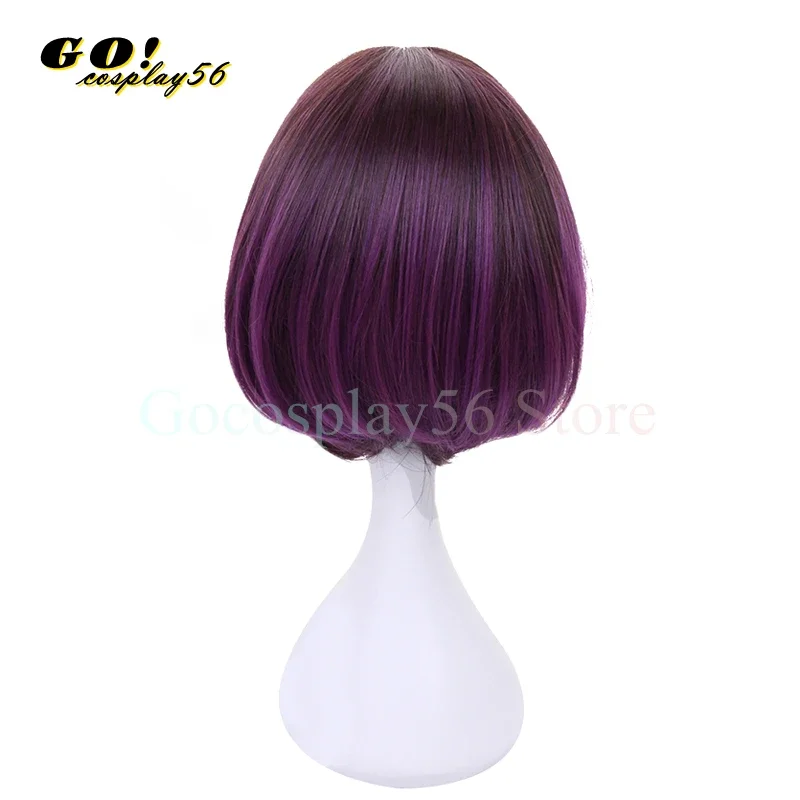 Anime Maid Elma Cosplay Wig Mixed Purple Short Middle Part Heat Resistant Synthetic Joi Elma Hair