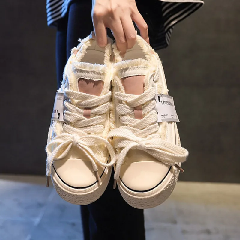 Thick-soled Canvas Women's Fashion Shoes Niche College Style with Small White Shoes Small Fragrant Wind Women Board Shoes